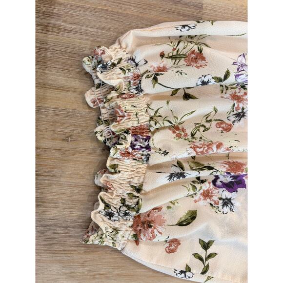 Moa Moa Off White Floral Collared Blouse with Tie Size M - Picture 3 of 10